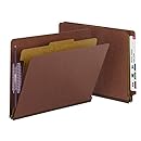 Smead End Tab Pressboard Classification File Folder with SafeSHIELD&reg; Fasteners, 1 Divider, 2" Expansion, Letter Size, Red, 10 per Box (26855)