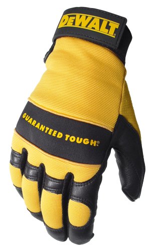 DEWALT Premium Grain High Dexterity Deerskin Leather Work Glove With Palm Spandex Back Velcro Wrist