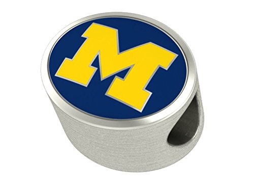 Michigan Wolverines U of M Sterling Silver Bead Fits Most European Style Charm Bracelets