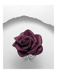 Purple Rose Leather Ring In Zinc
