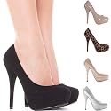 Womens Platform Ladies High Heels Black Suede Court Shoes with shoeFashionista Boutique Bag