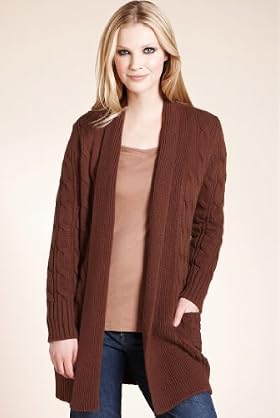 Indigo Collection Chunky Cable Knit Longline Cardigan