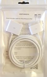 Dock White Extension Extender Cable for iPhone 4 iPod iPad 2 Long 100cm = 39.37 inches = 3.25ft Male to Female- Soft Flexible Thin Diameter - High Speed Sync & Charge Cable - Connect with Bose iHome Sony & other Dock Stations for Audio -1 YEAR WARRANTY