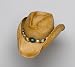 Crushable Raffia Straw Cowboy Hat with Bone Choker Hatband with Blue Eye Medallion
