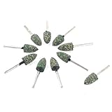 uxcell 研削ヘッド　円錐状の研磨　シルバートーン　グリーン　10 x 20mm　10個入り