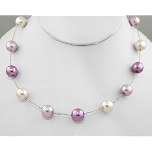 Click to buy Lavender, Lilac and White Colored Pearl Necklace - Purple Bridesmaid Jewelry from Amazon!