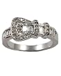 Silvertone Cubic Zirconia Belt Style Fashion Ring -- SIZE 8