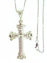 Beautiful! Four Crown Diamond-cut Cross Pendant Necklace with Italian Made Box-chain