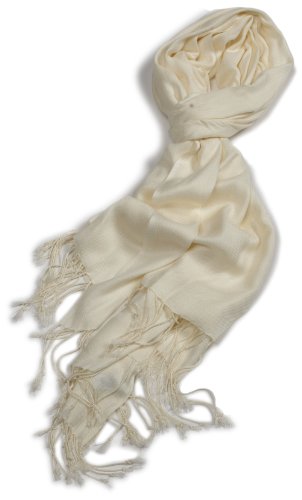 collection eighteen Women's Twill Pashmina Shawl,Ivory,One Size