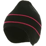 Two Tone Ear Flap Beanie-Black Hot Pink W31S16D