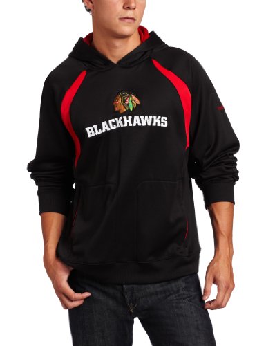 NHL Men's Chicago Blackhawks Trainer Pullover Hood (Black, Large)