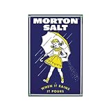 Morton Salt 1956 When It Rains It Pours Porcelain on Metal Sign