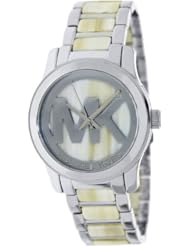 Michael Kors Mid-Size Silver Stainless Steel Logo Three-Hand Womens watch #MK5787