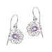 Sterling Silver February Birthstone Round Celtic w/ Genuine Amethyst Center Drop Earrings