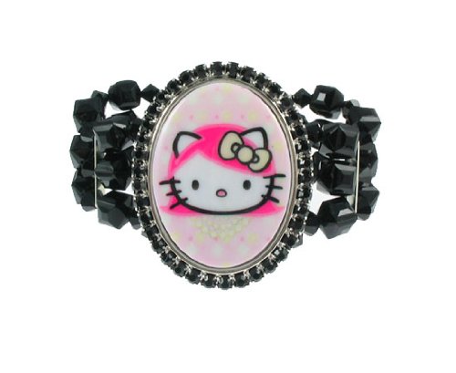 Tarina Tarantino Hello Kitty Pink Head Classic 3 Row Lucite Bracelet – Jet