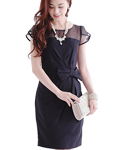 (プールヴー) PourVousワンピース ドレス パーティードレス フォーマルドレス ミセス フォーマルワンピース お呼ばれ 結婚式 二次会 披露宴 大きい 大きいサイズ 半袖 膝丈 Aライン オーガンジー 1712