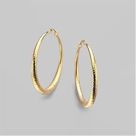 Kenneth Jay Lane Textured Hoop Earrings - Gold