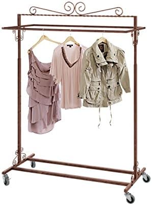 Boutique Cobblestone Double Salesman Rolling Rack 48"w X 20"d X 48-72"h