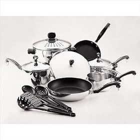Farberware 70757 Classic Stainless Steel 15 Piece Cookware Set with Straining Lids