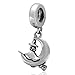 Witch Riding Broom Over the Moon Charm Original 100% Authentic 925 Sterling Silver Gift Beads Charm fit for DIY Charms Bracelets