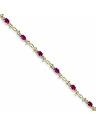 2.3 Carat 14K Gold Diamond and African Ruby Oval Bracelet