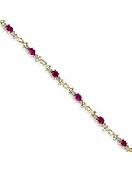 Genuine 14K Yellow Gold Diamond And African Ruby Oval Bracelet 4 Grams Of Gold 100% Satisfaction Guaranteed.