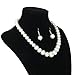 Bridal Wedding Party Faux Pearl Necklace + Earrings + 2-Row Bracelet Set