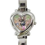 German Shepherd Heart Shaped Italian Charm Dog Watch D4