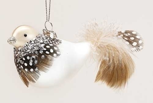 Pack of 6 Joy to the World Crystal Collared Glass Bird Christmas Ornaments 6″