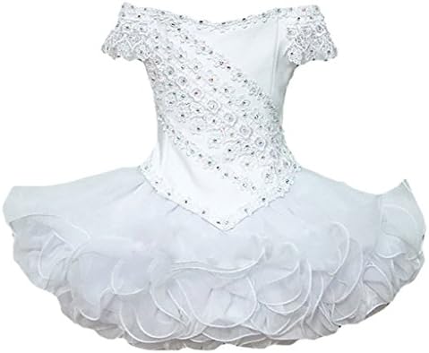 ChengCheng Toddler Girls' Lace Appliques Wedding Party Dressess 7 White
