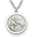 Sterling Silver 3/4 Round Baseball Player Medal with St. Christopher on the Back on 20 Chain