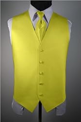 Tuxedo Vest - Palermo Collection Lemon with Coordinating Windsor Band Tie