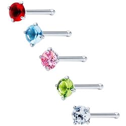 20 Gauge Stainless Steel CZ Nose Bone Pack
