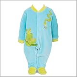Blue Selvatic Collection Footed Snap Front Infant Baby Rompers. Long Sleeve Cotton Velour Slee N Play Baby Pajamas. (3m)