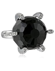 ABS By Allen Schwartz "Deco Delight" Silver Tone and Jet Color Wrapped Stone Ring, Size 7