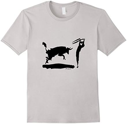 Men's Bull fight III paint by Pablo Picasso T-shirt Large Silver