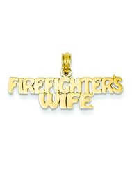 14K Yellow Gold Firefighters Wife Pendant Charm Jewelry