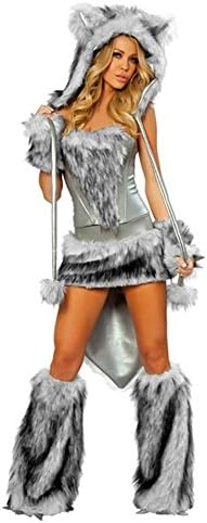 ONLYWOOD Women's fur wolf cosplay suits nightclub Halloween constume 2016090104-GR-105
