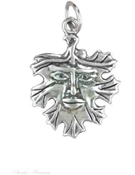 Sterling Silver Green Man Leaf Charm