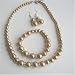 Pearls Jewlery Bridal Bridemaides Golden Pearls Necklace Sterling Silver Earring w/ Stretchable Bracelet (BRAND NEW)