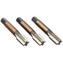 Dormer MTT E061/MTT E071 High-Speed Steel Straight Flute Tap Set, Gold Oxide Finish, Round Shank With Square End, 3-Piece (1 Taper, 1 Plug, 1 Bottoming Chamfer)
