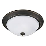 Good Earth Lighting GLC4350-ORB-I Ecolight 19-Inch Tavallo Flush Mount, Oil Rubbed Bronze White Gla