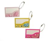 GLAM Retro Fashion Rhinestone Accented Metal Luggage Tag, Hot Pink