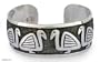 Sterling silver cuff bracelet, 'Pre-Hispanic Ducks'
