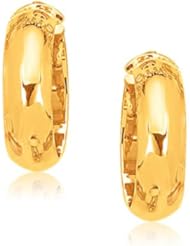 14K Yellow Gold Wide Large Hoop Earrings with Omega Backs