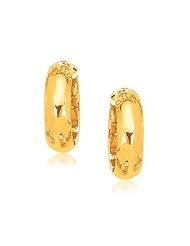 14K Yellow Gold Wide Large Hoop Earrings with Snap Lock