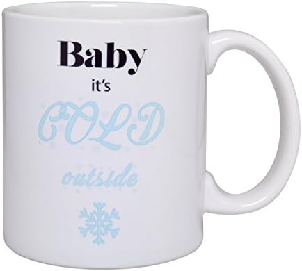 RitzPix Holiday Mug - Unique 11oz. Ceramic Gift Mug With Funny Christmas Saying - Baby Its Cold Outside