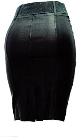 Flair Fashion's Ladies Black Color Solid Pencil Skirt with Black Belt - size (XXL)
