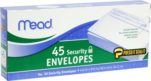 MEA75026 - Security Envelopes, Self-Sealing, #10, 45/Box, White