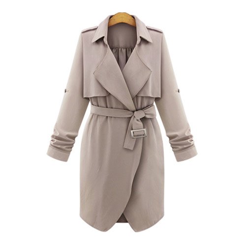 (イイネショップ) eeNeshop ラップドデザイン ウエストベルト トレンチコート レディース ファッション カジュアル フリー ポリエステル アウトウェア ロング ショート コート パーカー ダウン ファー ジャケット ゆったり 長袖 春 秋 冬